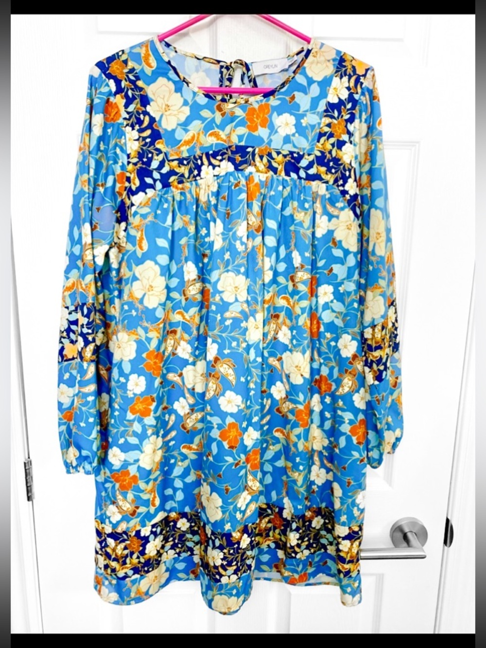 Greylin Blue Floral Dress - Like New
